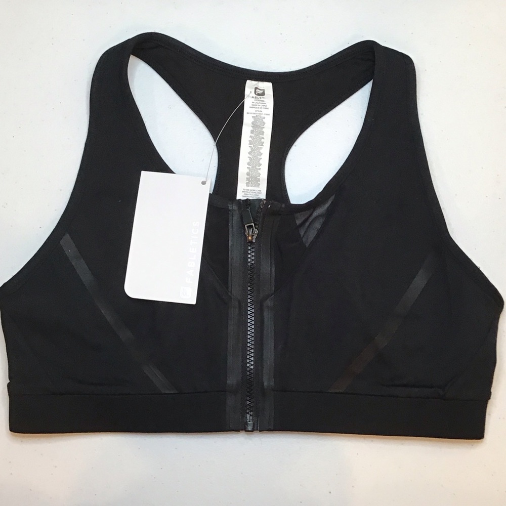Fabletics Black Front-Zip Sports Bra